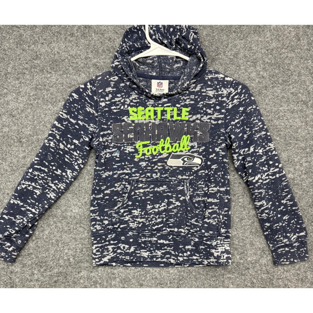 NFL Team Apparel Seattle Seahawks Girls Hoodie Blue Space Dye Size M‎ 7/8